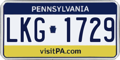 PA license plate LKG1729
