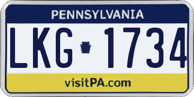 PA license plate LKG1734
