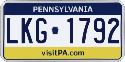 PA license plate LKG1792