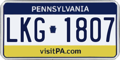 PA license plate LKG1807