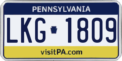 PA license plate LKG1809