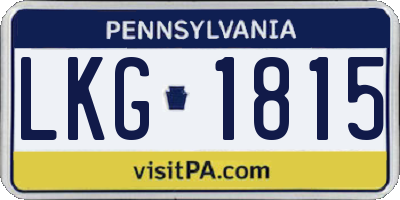 PA license plate LKG1815