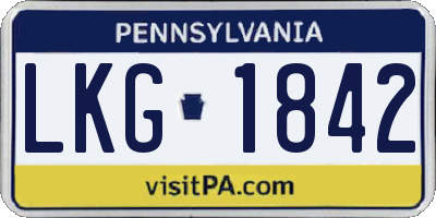 PA license plate LKG1842