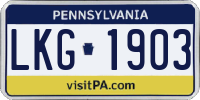 PA license plate LKG1903