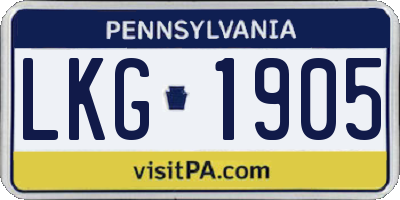 PA license plate LKG1905