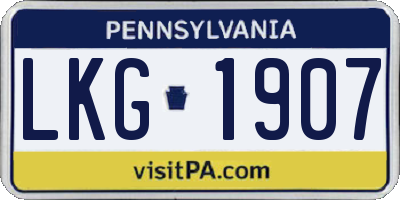 PA license plate LKG1907