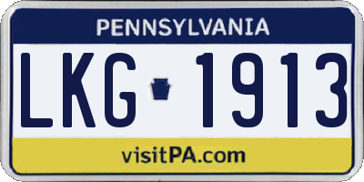 PA license plate LKG1913