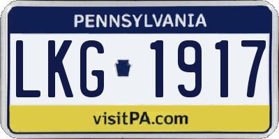 PA license plate LKG1917