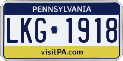 PA license plate LKG1918