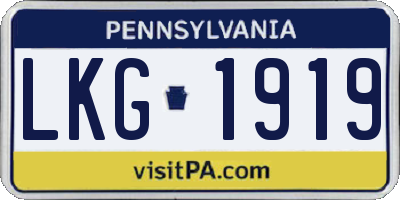 PA license plate LKG1919