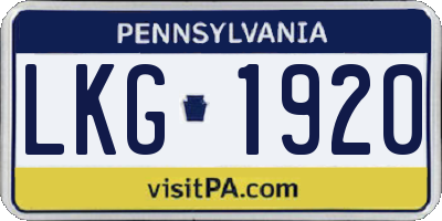 PA license plate LKG1920