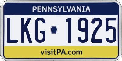 PA license plate LKG1925