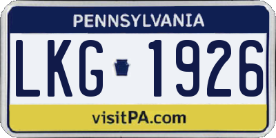 PA license plate LKG1926