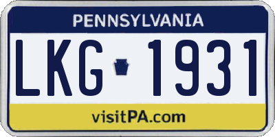PA license plate LKG1931