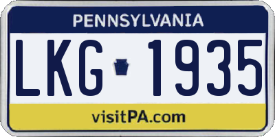 PA license plate LKG1935