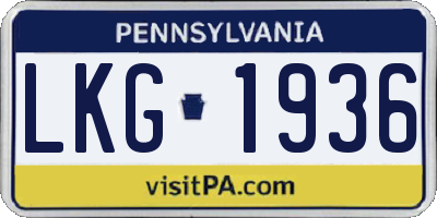 PA license plate LKG1936