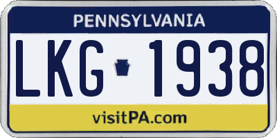PA license plate LKG1938