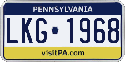 PA license plate LKG1968