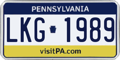 PA license plate LKG1989