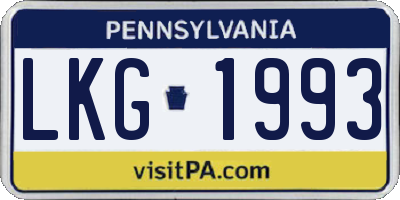 PA license plate LKG1993