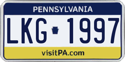 PA license plate LKG1997
