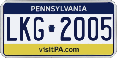 PA license plate LKG2005