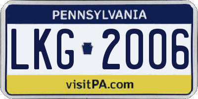 PA license plate LKG2006