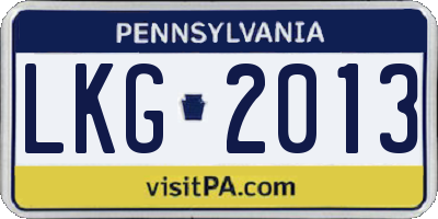 PA license plate LKG2013