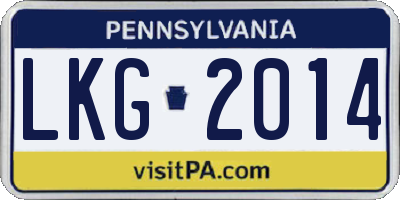 PA license plate LKG2014