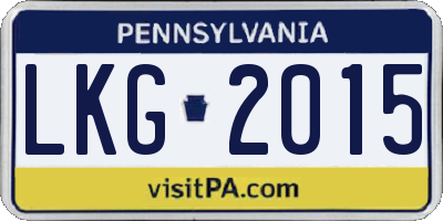 PA license plate LKG2015