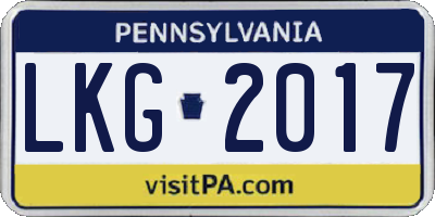 PA license plate LKG2017