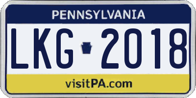 PA license plate LKG2018