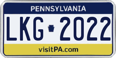 PA license plate LKG2022