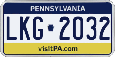 PA license plate LKG2032
