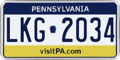 PA license plate LKG2034