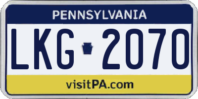 PA license plate LKG2070