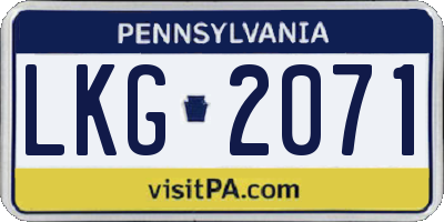 PA license plate LKG2071