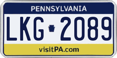 PA license plate LKG2089