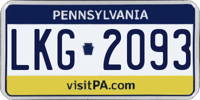 PA license plate LKG2093