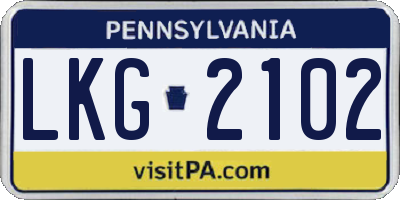 PA license plate LKG2102