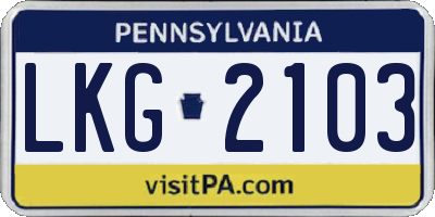 PA license plate LKG2103