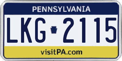 PA license plate LKG2115