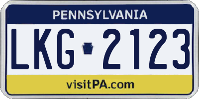 PA license plate LKG2123