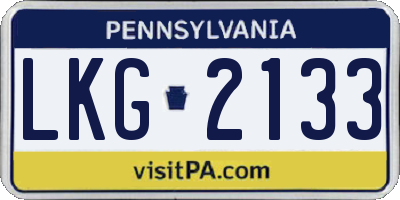 PA license plate LKG2133