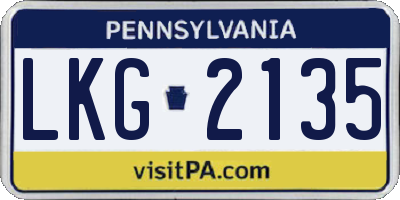 PA license plate LKG2135