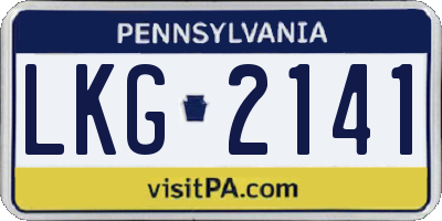 PA license plate LKG2141