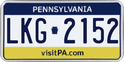 PA license plate LKG2152