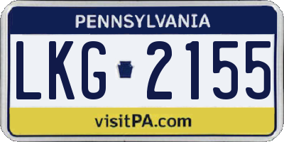PA license plate LKG2155
