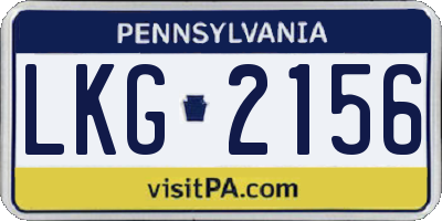 PA license plate LKG2156