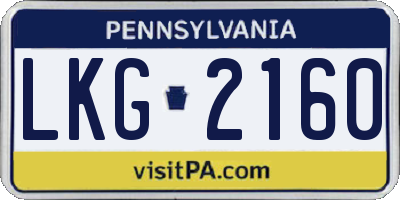 PA license plate LKG2160